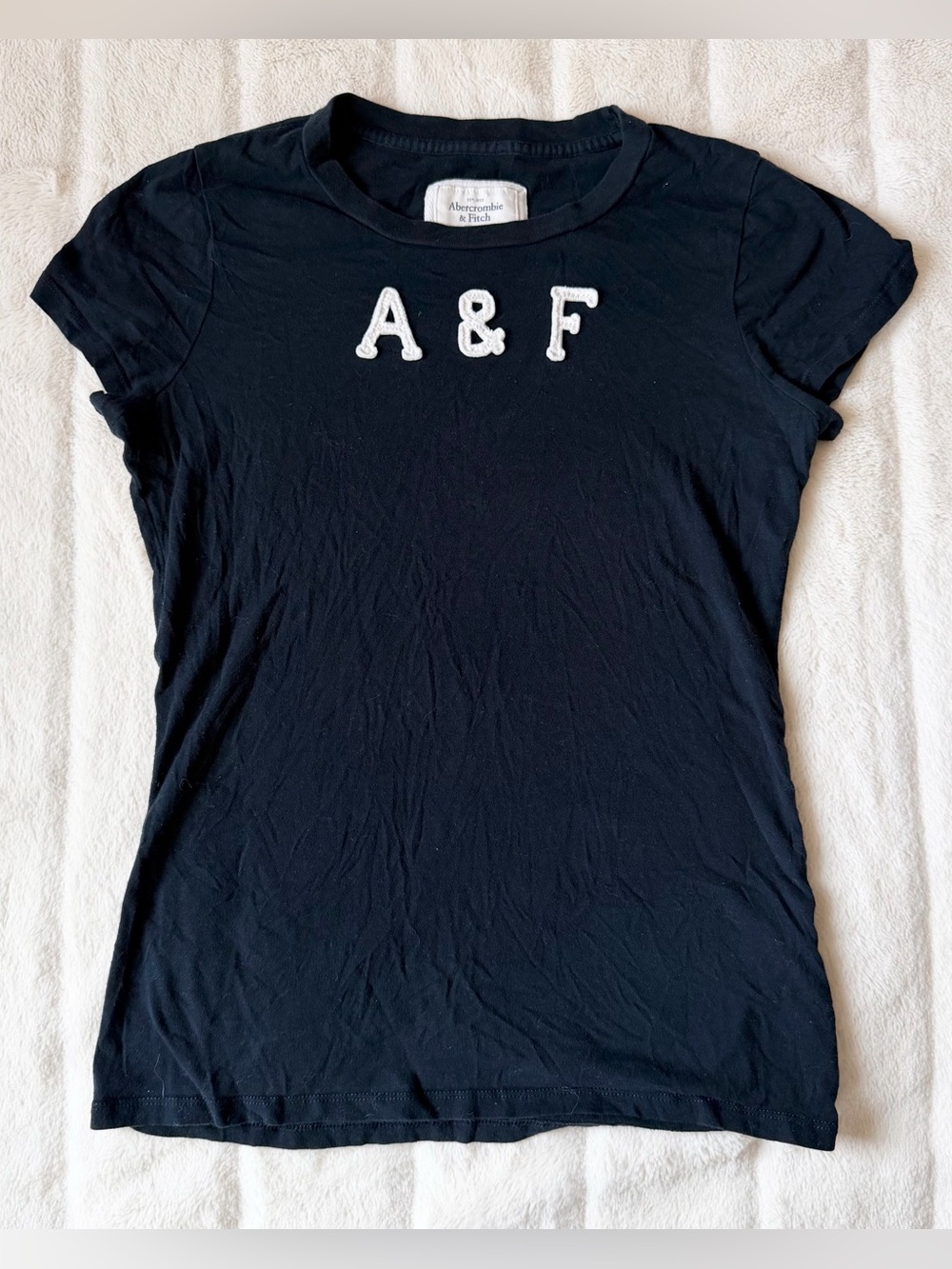 Vintage Y2K Abercrombie & Fitch Baby Tee Navy White Size Large